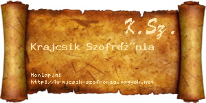 Krajcsik Szofrónia névjegykártya